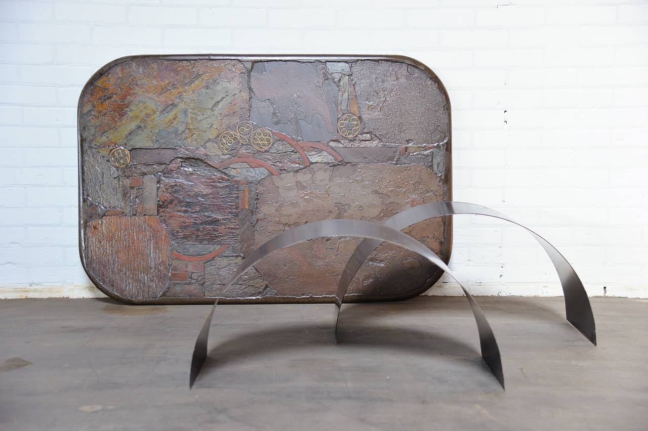 Paul Kingma Unique Art Slate Concrete Coffee Table, 1985 3