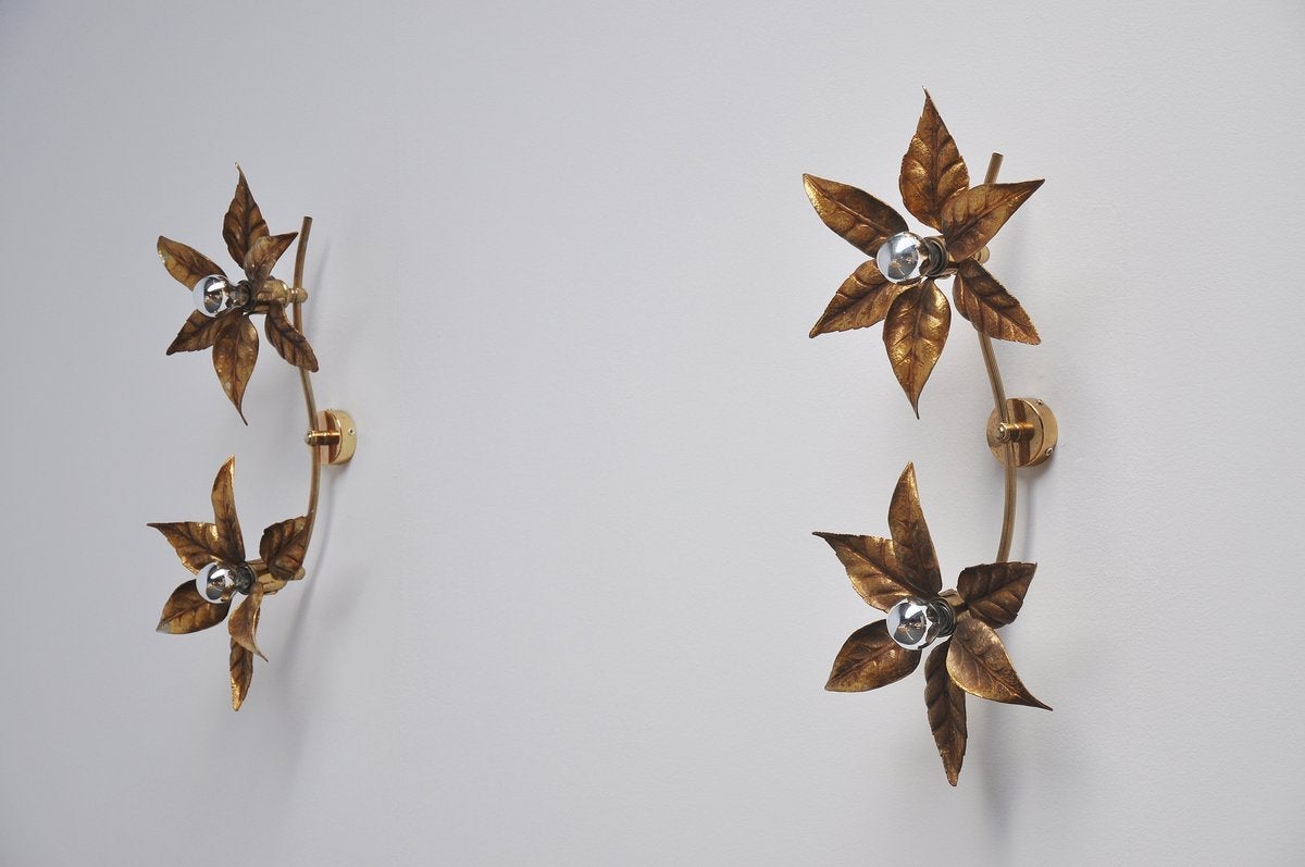 Willy Daro Attributed Double Flower Sconces, Belgium 1970 3