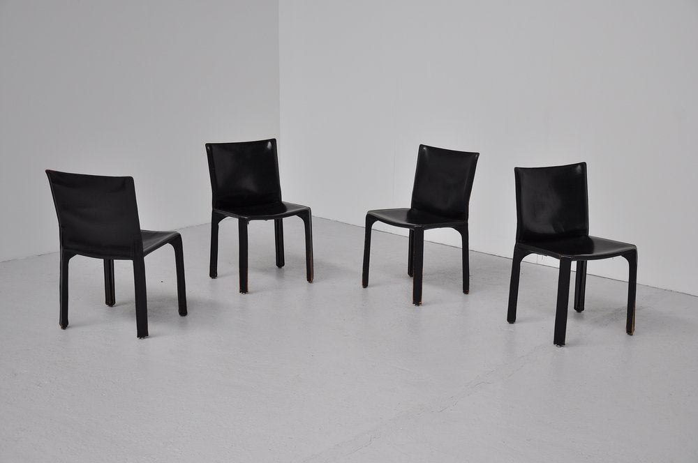 Mario Bellini CAB Chairs Cassina Black Thick Leather