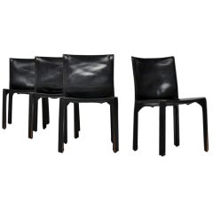 Mario Bellini CAB Chairs Cassina Black Thick Leather