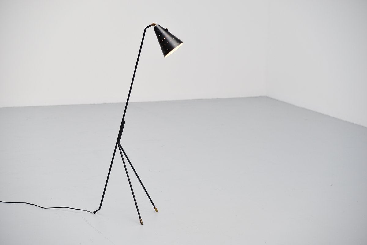 Brass Svend Aage Holm-Sorensen Floor Lamp, Denmark, 1950