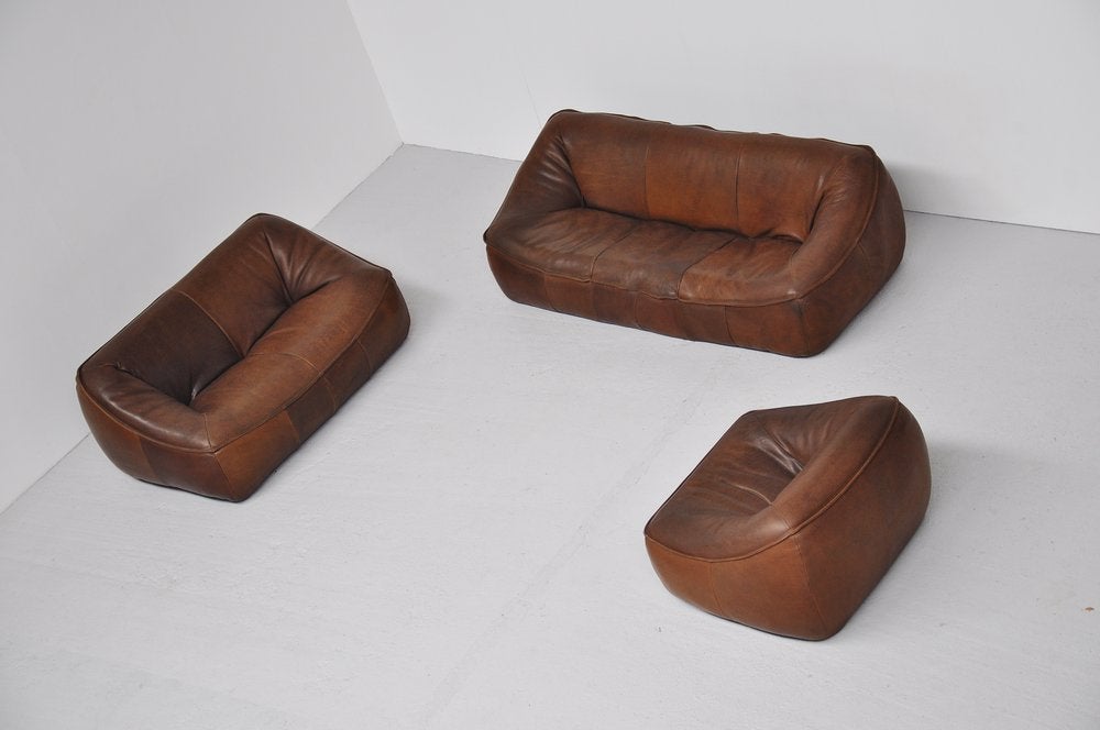 Late 20th Century Montis Ringo Sofa Set Super Quality Neck Leather 1, 2 and 3 Seats