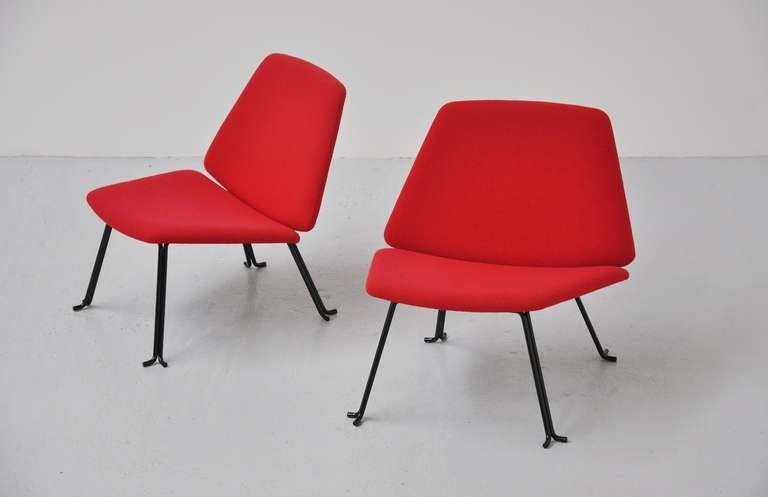 Metal French Slipper Chairs, Pierre Paulin Attributed, 1970