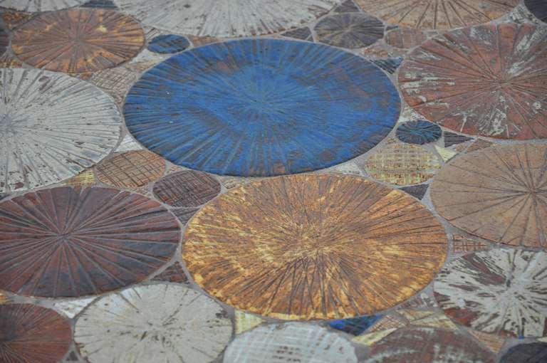 Tue Poulsen Ceramic Art And Wood Coffee Table Colored Tiles Denmark 1960 In Good Condition In Roosendaal, Noord Brabant