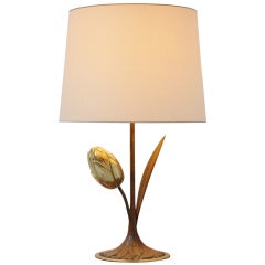 Willy Daro Attributed Brass Tulip Table Lamp Belgium 1970 8