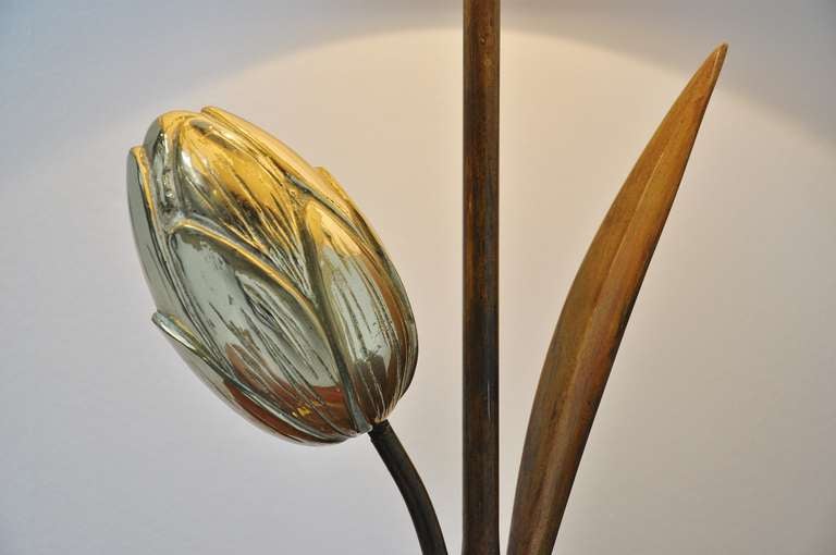 Mid-Century Modern Willy Daro Attributed Brass Tulip Table Lamp Belgium, 1970