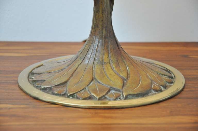 Belgian Willy Daro Attributed Brass Tulip Table Lamp Belgium, 1970