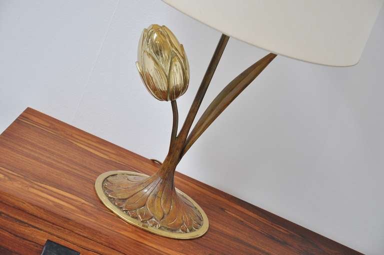 Willy Daro Attributed Brass Tulip Table Lamp Belgium, 1970 4