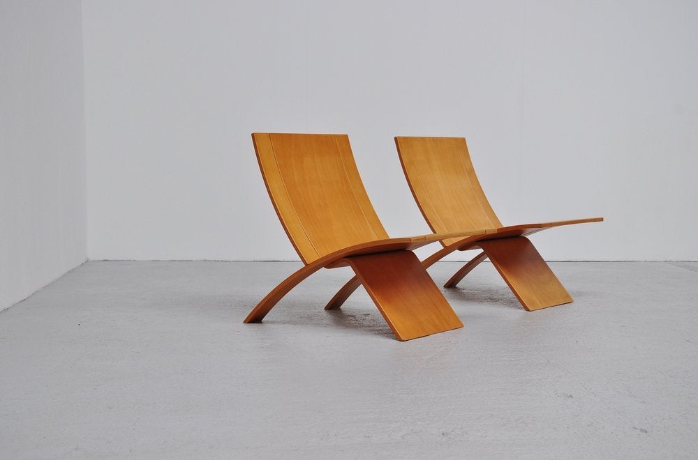 Mid-20th Century Jens Nielsen laminex plywood lounge chairs Westnofa