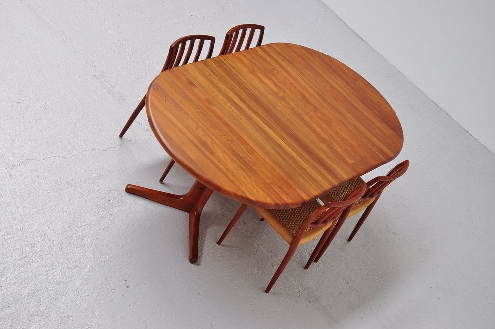 Glostrup Danish Oval Dining Table Teak 2 Extension Leaves 4