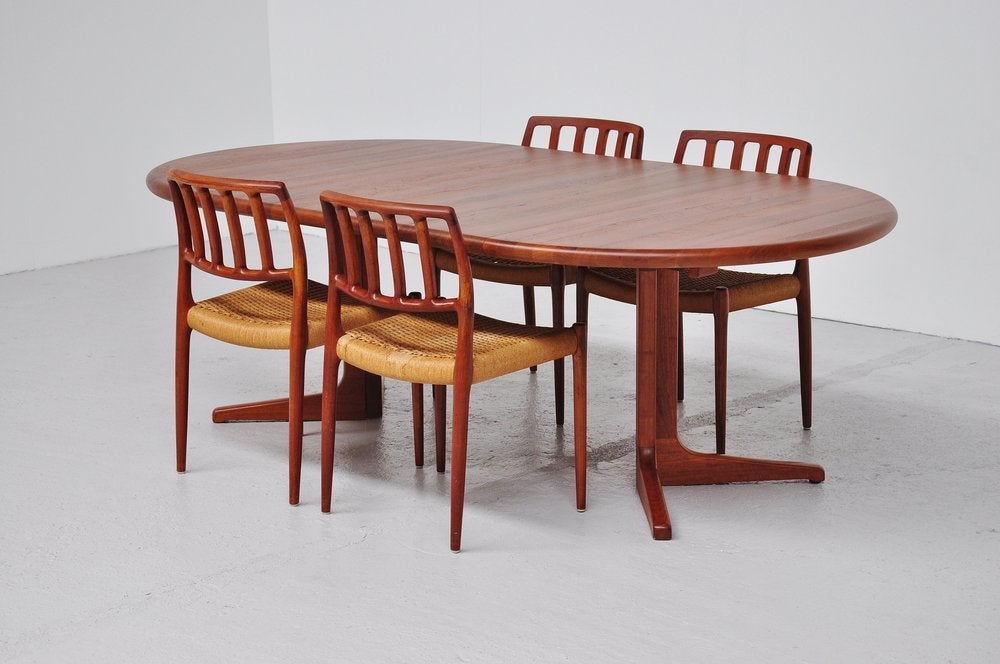 Glostrup Danish Oval Dining Table Teak 2 Extension Leaves 5