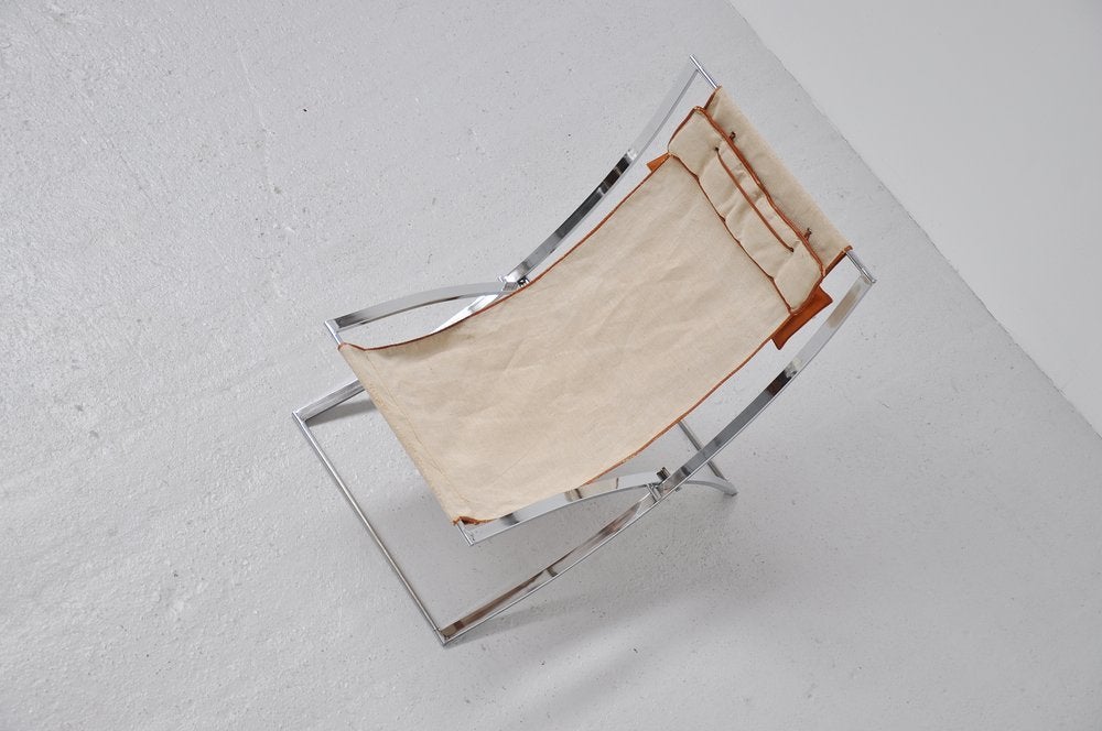 Chrome Marcello Cuneo Luisa lounge chair Canvas chrome folding chair