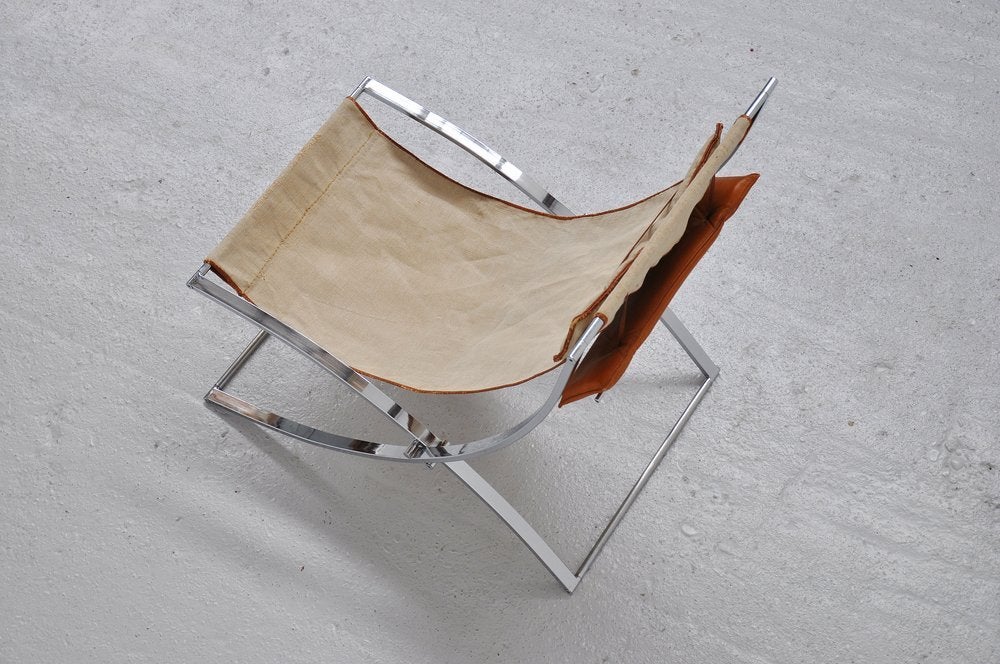 Marcello Cuneo Luisa lounge chair Canvas chrome folding chair 1