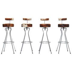 Vintage Cow Skin Bar Stools Made In Germany 1965