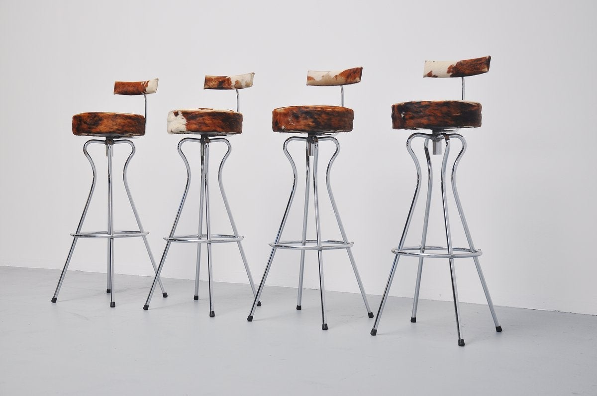 Plated Cow Skin Bar Stools Made In Germany 1965