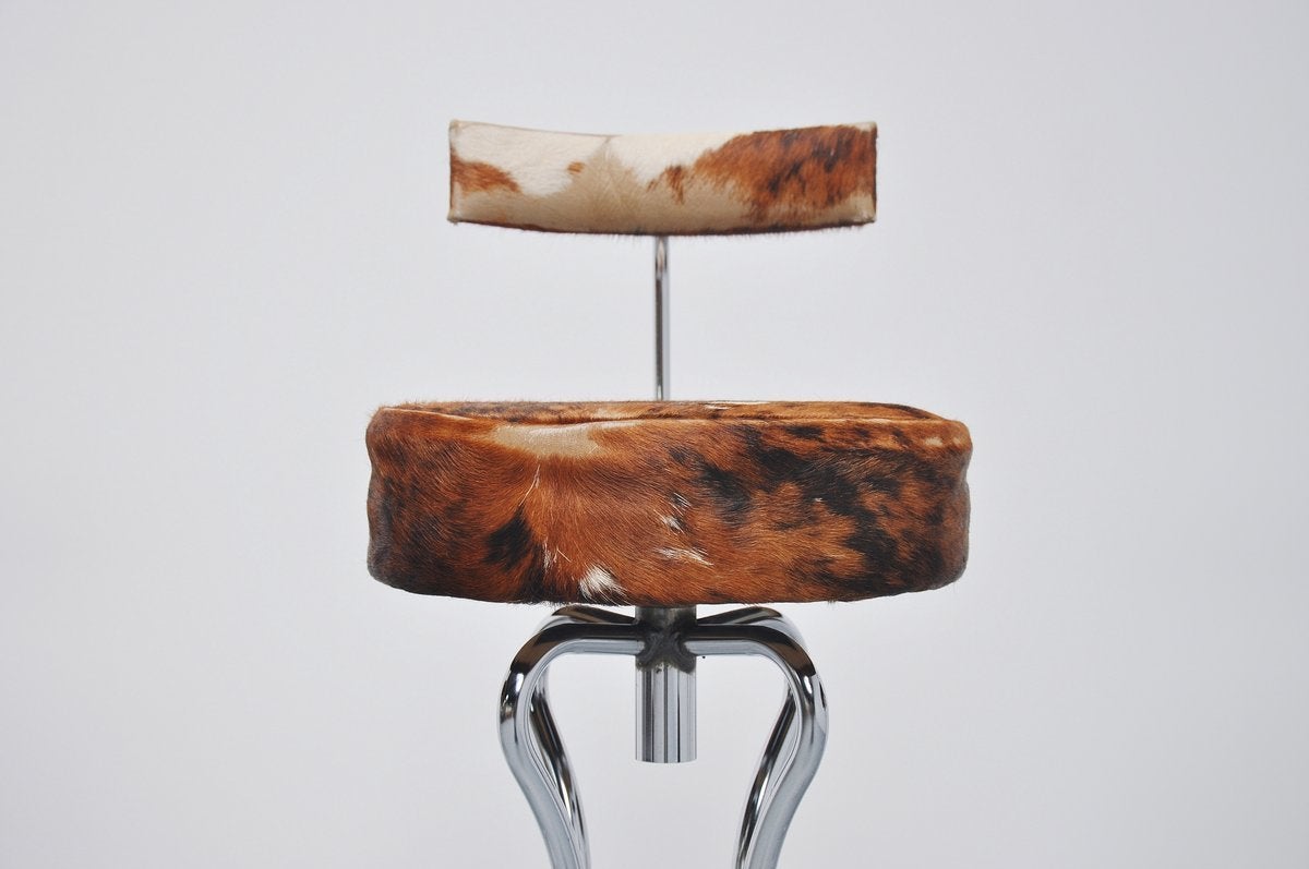 Cow Skin Bar Stools Made In Germany 1965 In Good Condition In Roosendaal, Noord Brabant