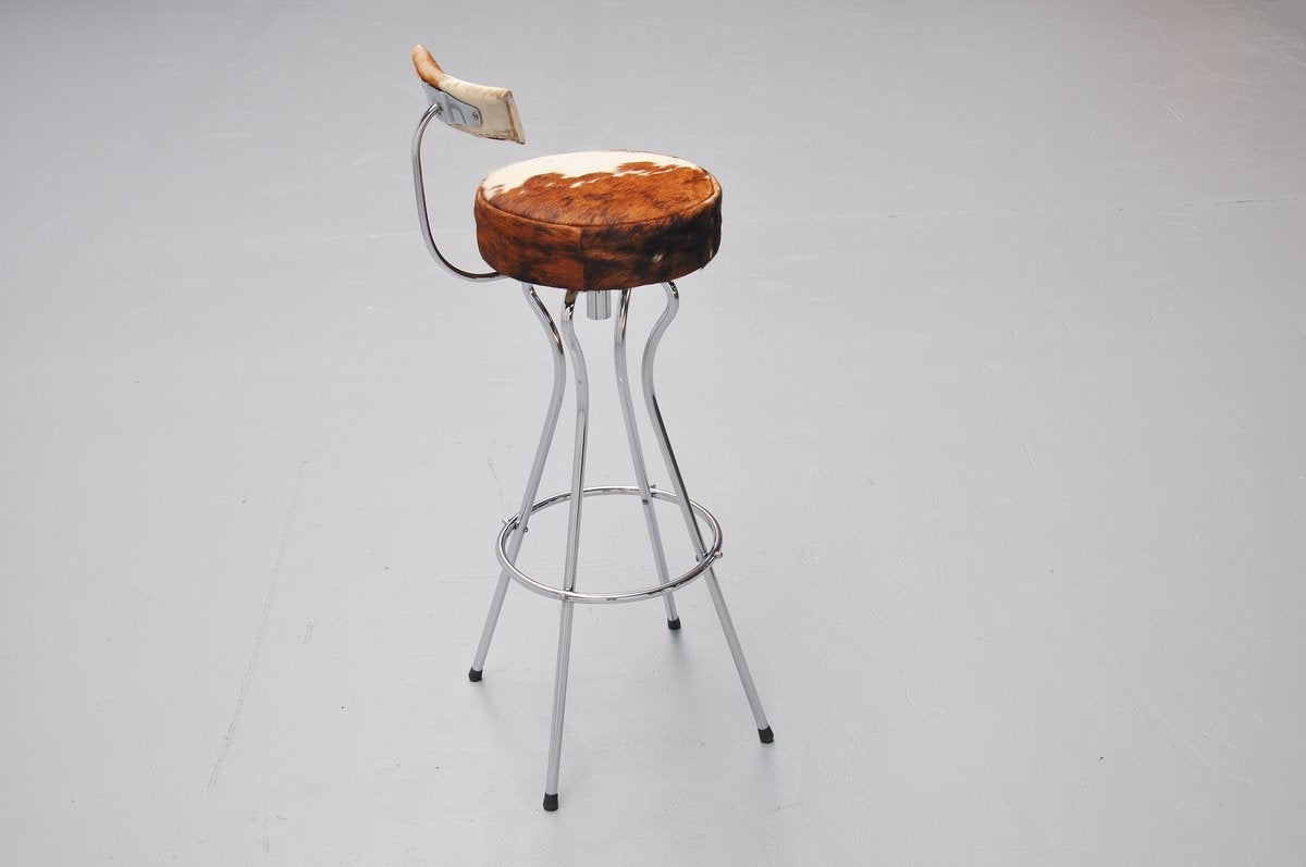 Mid-20th Century Cow Skin Bar Stools Made In Germany 1965