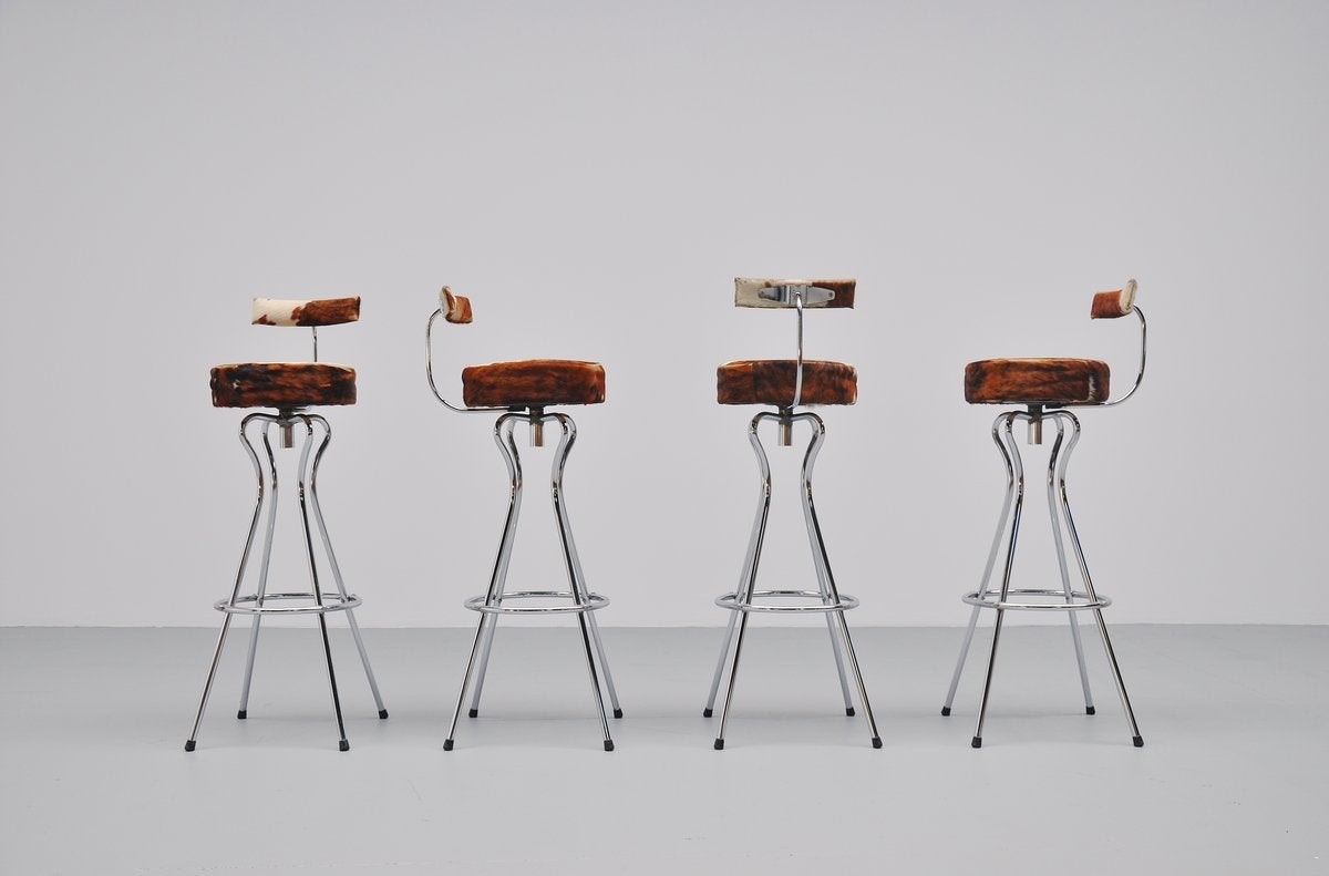 Cow Skin Bar Stools Made In Germany 1965 1