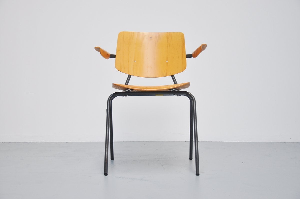Very nice set of 22 stacking chairs designed by Kho Liang Ie for Car Katwijk, Holland, 1957. This industrial chair was designed by Kho Liang Ie to compete with other chairs from the same period. These chairs were cheap to produce and very strong,