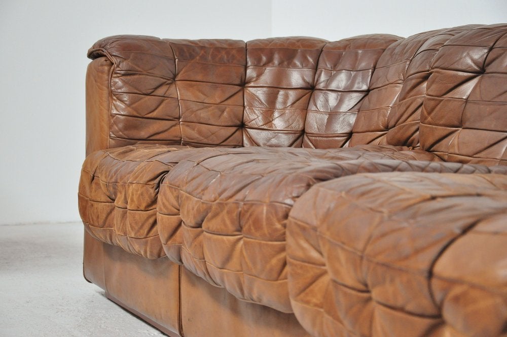 De Sede DS11 Patchwork Element Sofa Pair in Brown Leather 5