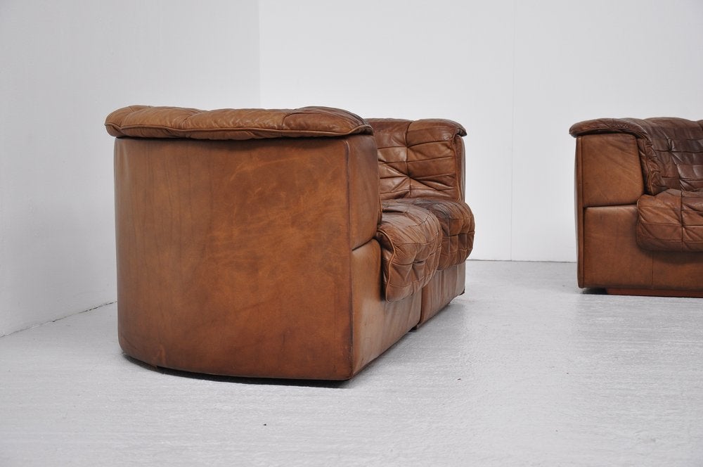 Late 20th Century De Sede DS11 Patchwork Element Sofa Pair in Brown Leather