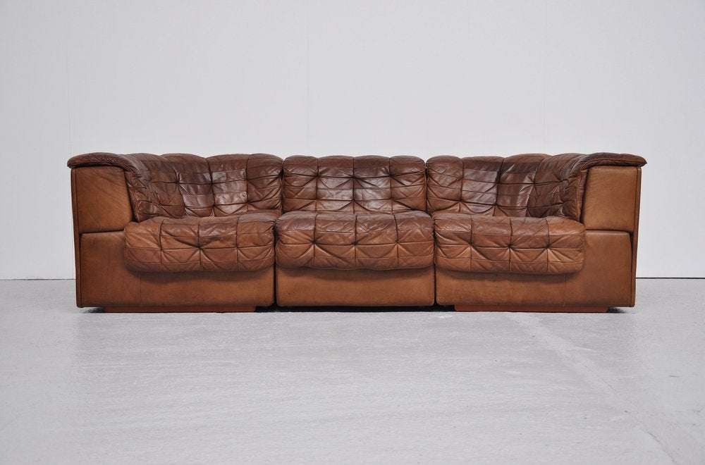De Sede DS11 Patchwork Element Sofa Pair in Brown Leather 1