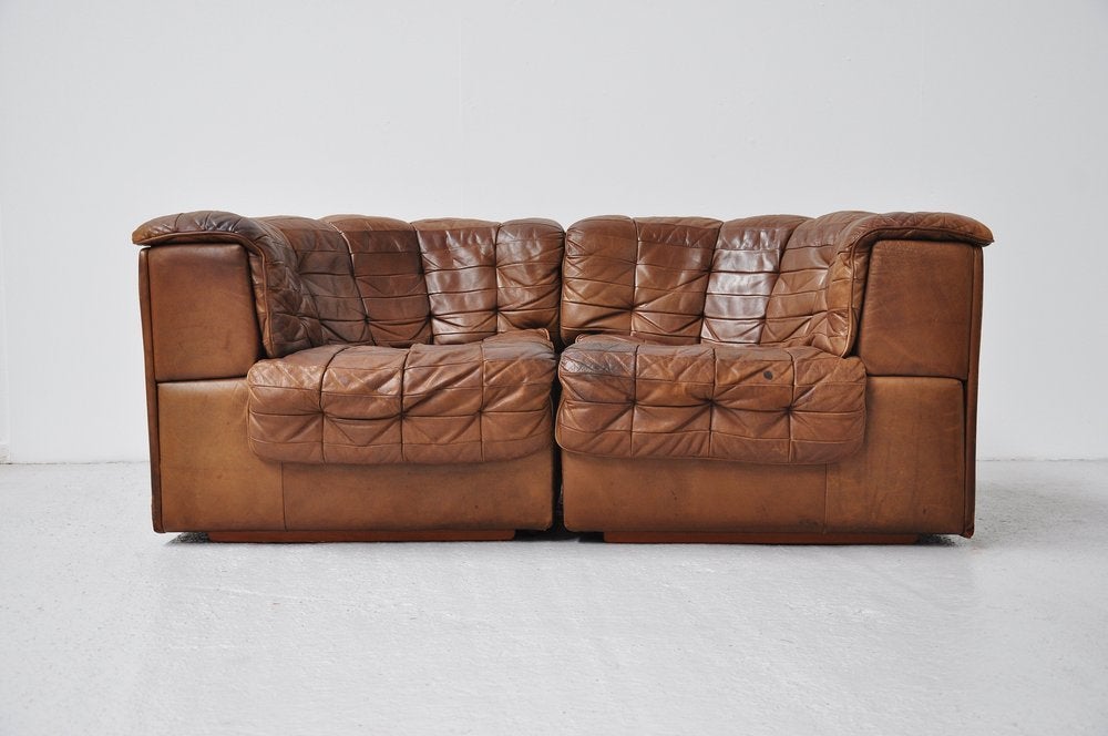 De Sede DS11 Patchwork Element Sofa Pair in Brown Leather 2