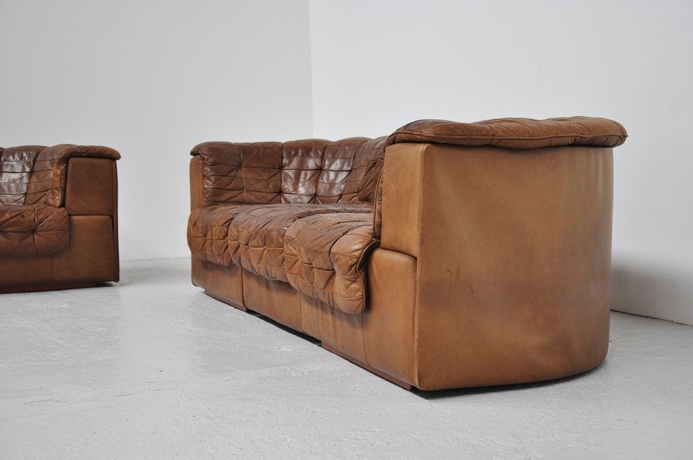 De Sede DS11 Patchwork Element Sofa Pair in Brown Leather 4
