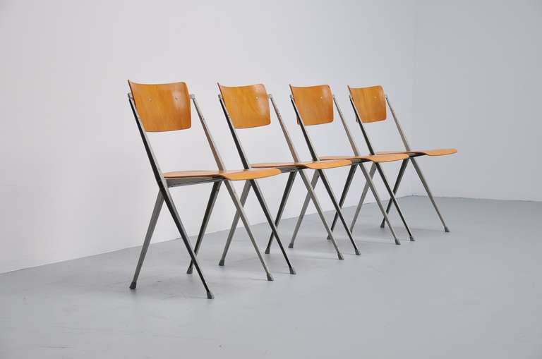 Mid-Century Modern Wim Rietveld Pyramid Chairs for Ahrend De Cirkel, 1960