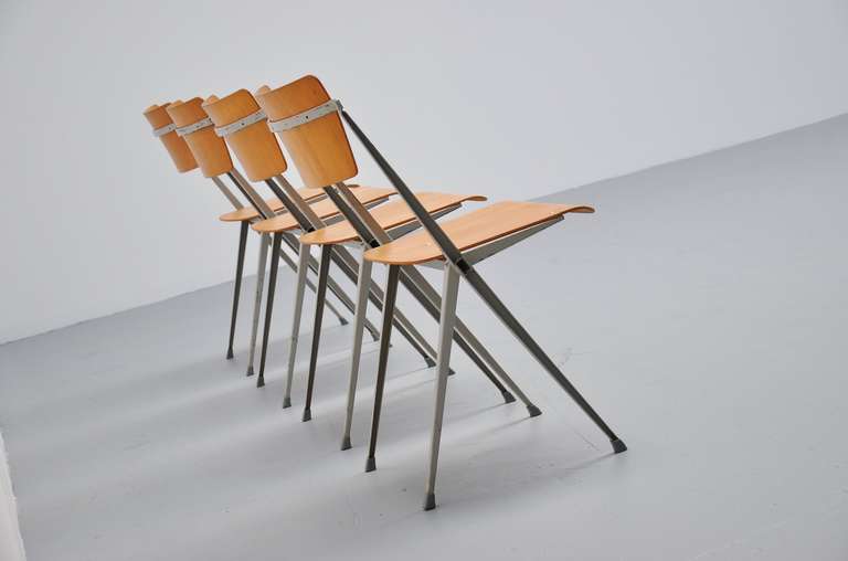 Dutch Wim Rietveld Pyramid Chairs for Ahrend De Cirkel, 1960