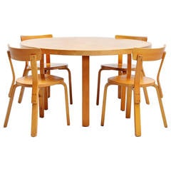 Alvar Aalto Dining Table Set with Chairs for Artek, 1950
