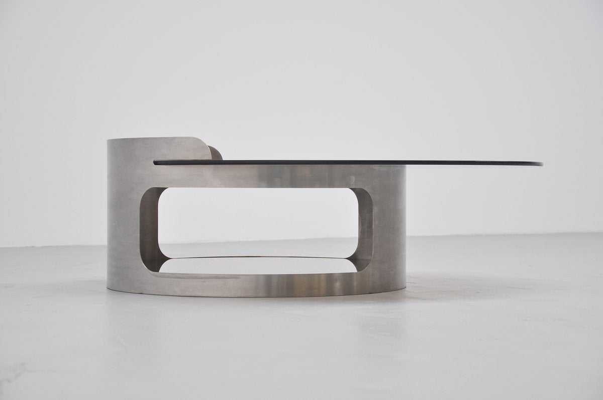 Late 20th Century Kappa brushed steel Coffee Table France 1970