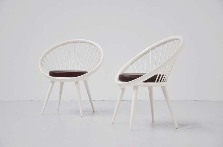 Yngve Ekstrom Circle Chairs for Swedese White Lacquered Wood at 1stdibs Yngve Ekstrom Circle Chairs for Swedese White Lacquered Wood at 1stdibs