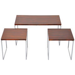 Long Nesting Table Set in Rosewood Metal, 1960