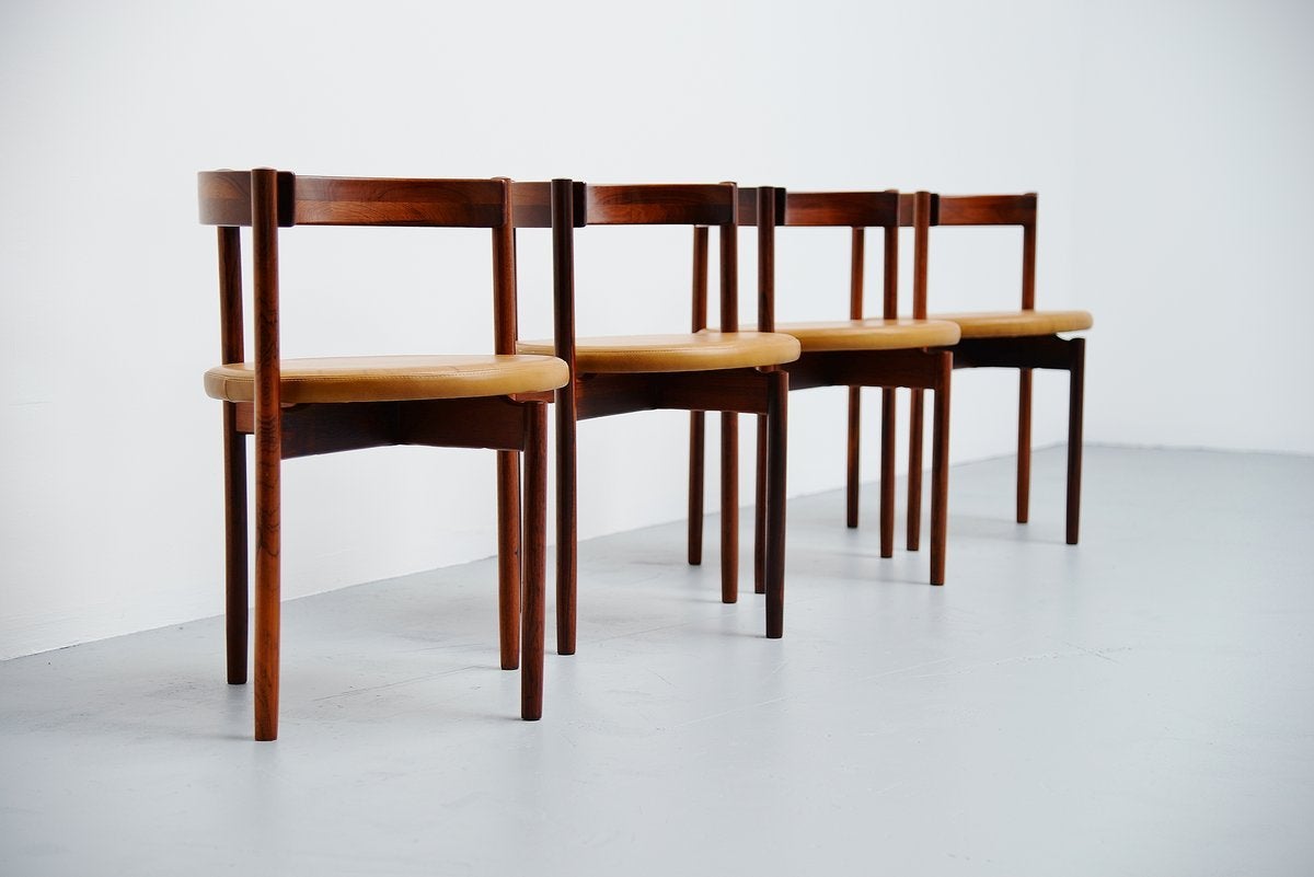 Leather Hugo Frandsen Dining Chairs for Børge M Søndergaard, Denmark, 1964