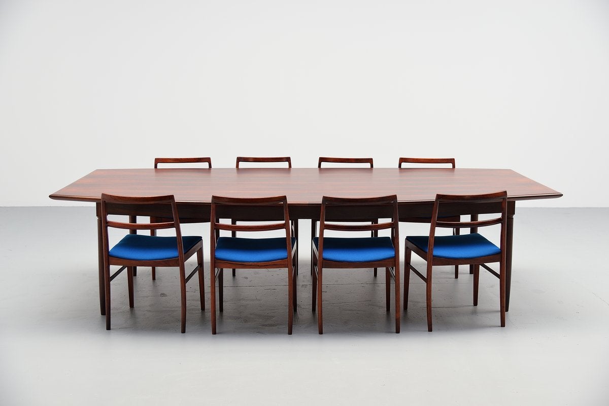 Danish Rosewood Conference Table Attributed to Arne Vodder, 1960 1