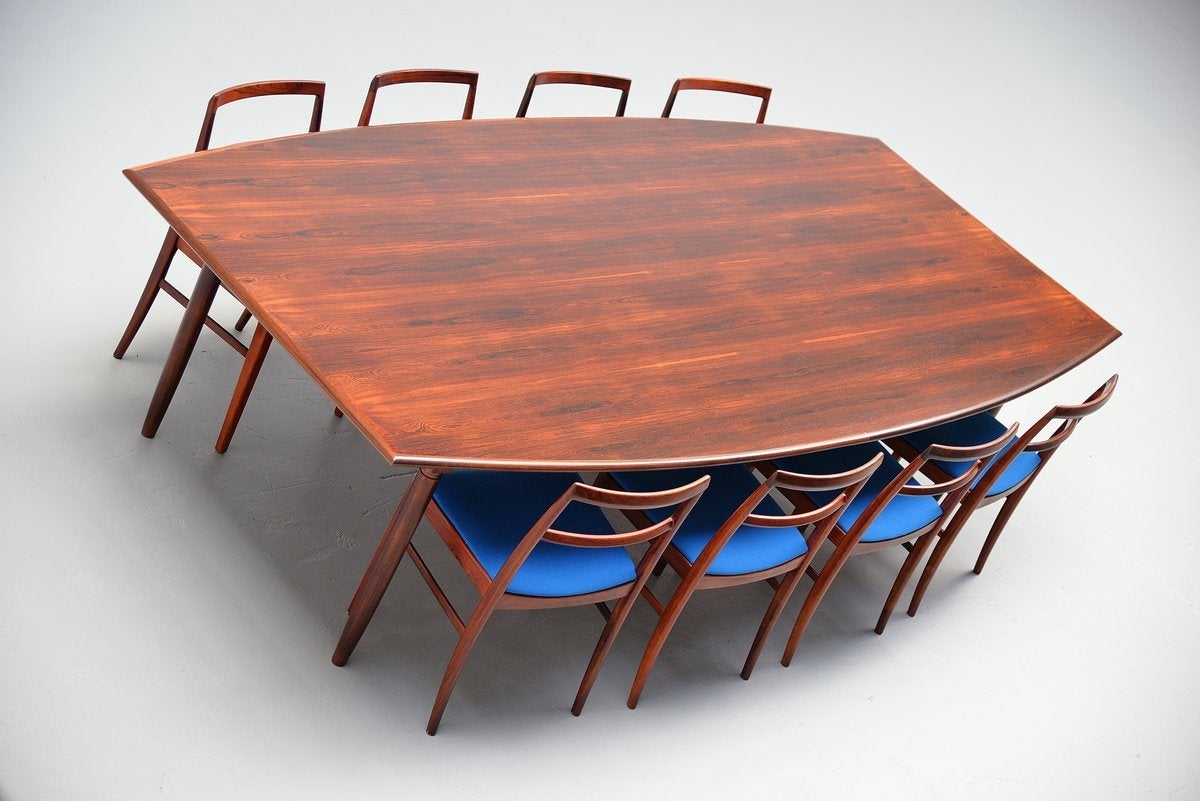 Scandinavian Modern Danish Rosewood Conference Table Attributed to Arne Vodder, 1960