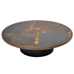 Paul Kingma Ceramic Art Slate Coffee Table With Metal Foot 1974