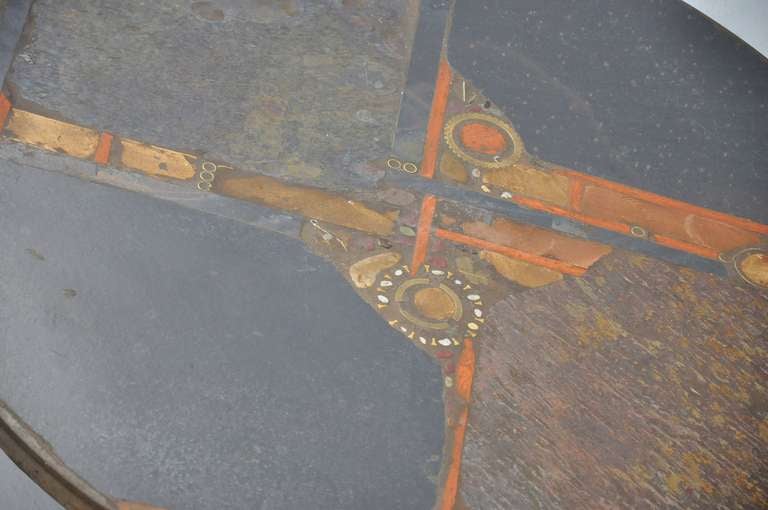 Late 20th Century Paul Kingma Ceramic Art Slate Coffee Table With Metal Foot 1974