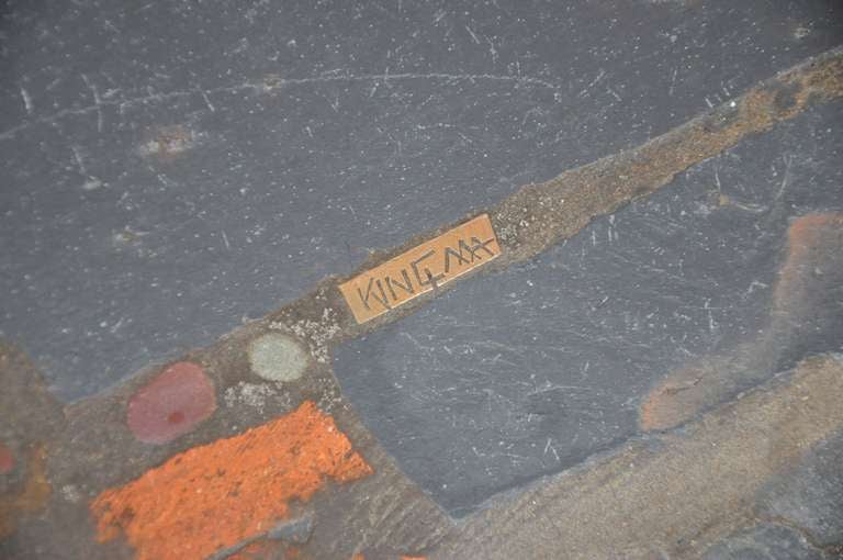 Paul Kingma Ceramic Art Slate Coffee Table With Metal Foot 1974 1