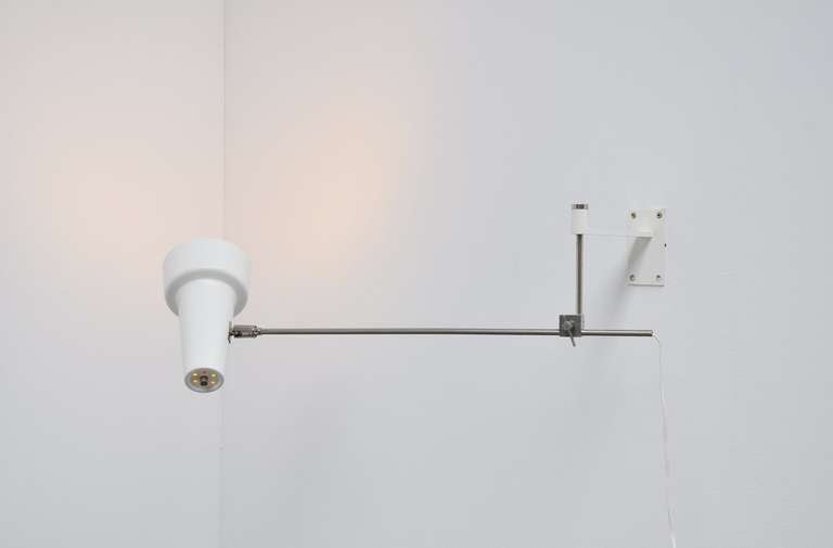 Metal Adjustable Wall Lamp by Willem Hagoort, 1950