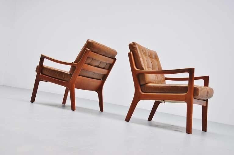 Leather Ole Wanscher Senator Chairs #166, France & Son, 1951