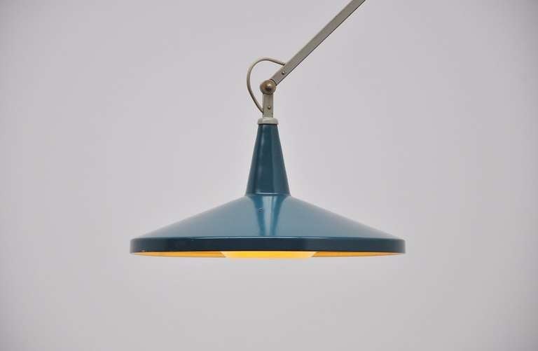 Wim Rietveld Gispen Panama Blue Wall Lamp, 1955