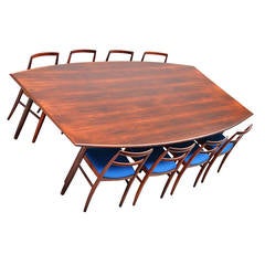 Danish Rosewood Conference Table Attributed to Arne Vodder, 1960