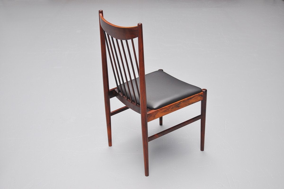 Leather Arne Vodder High Back Dining Chairs Sibast, 1960