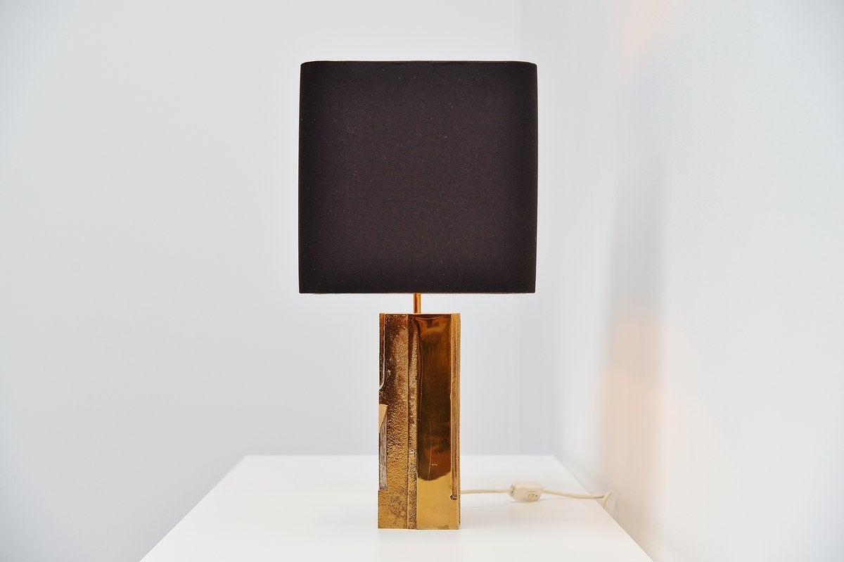 Michel Mangematin Bronze Table Lamp, France, 1970 1