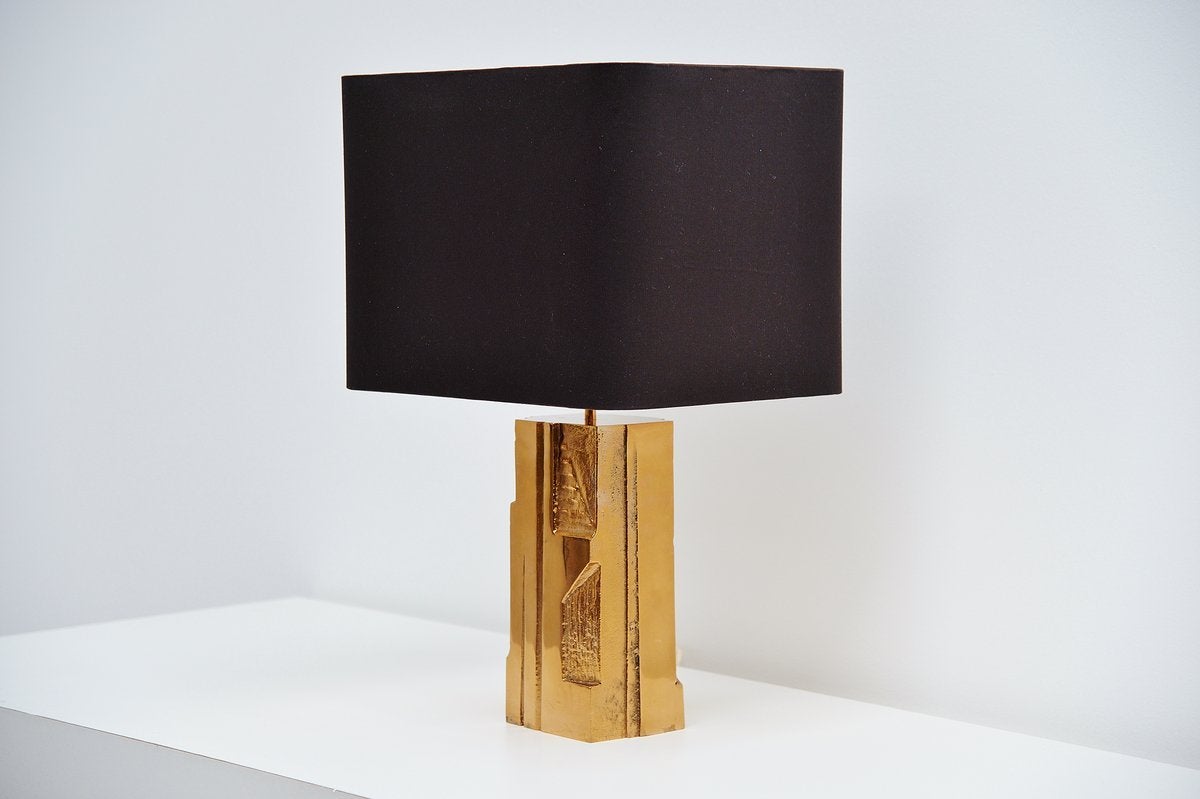 Michel Mangematin Bronze Table Lamp, France, 1970 2