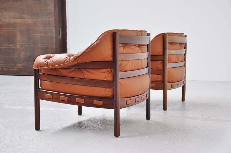Swedish Arne Norell Coja Club Chairs In Leather And Teak 1960