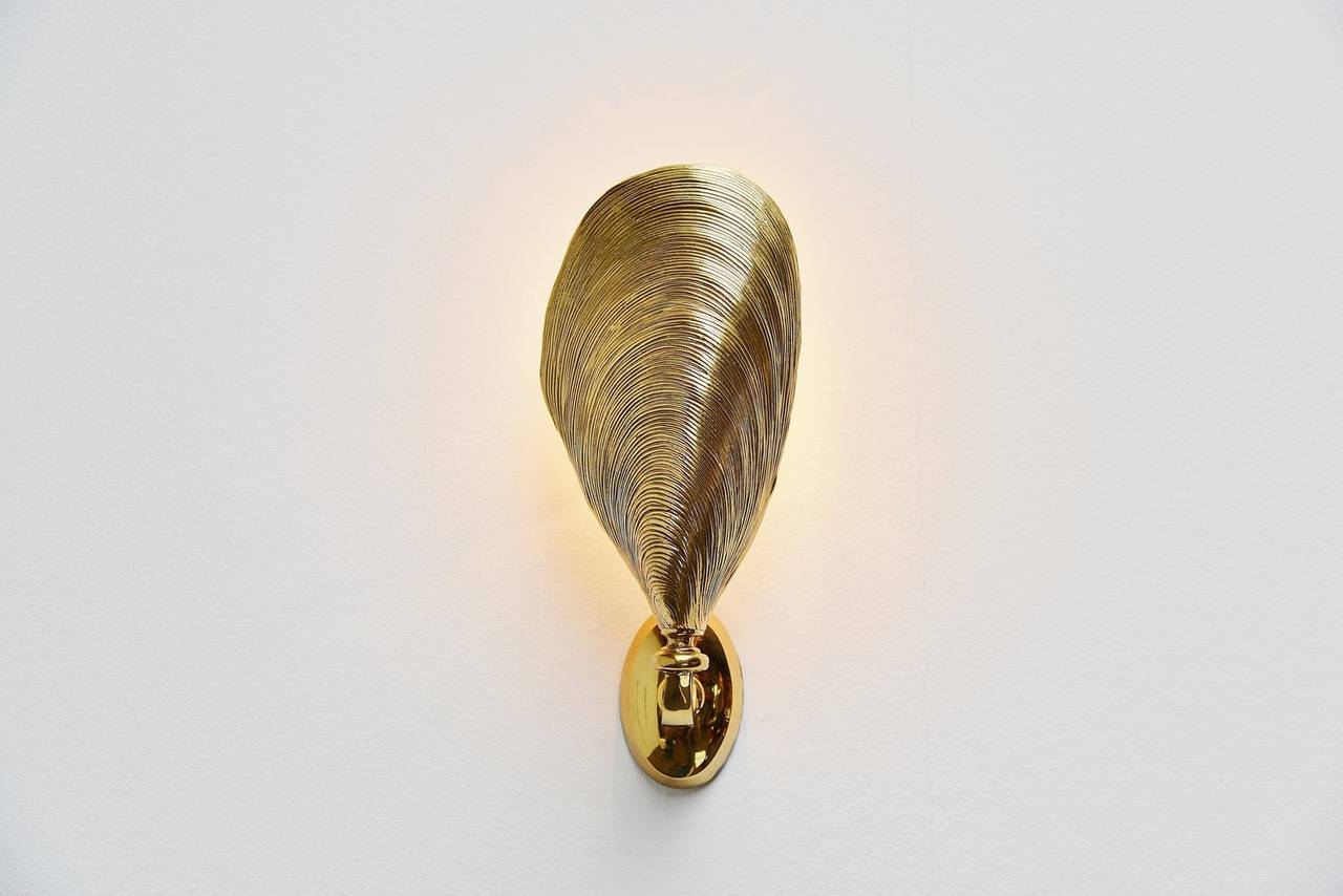 Late 20th Century Solid Bronze Mussel Sconces Made in France, 1970