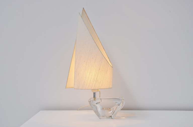 Daum France Voilier Crystal Glass Table Lamp 1960